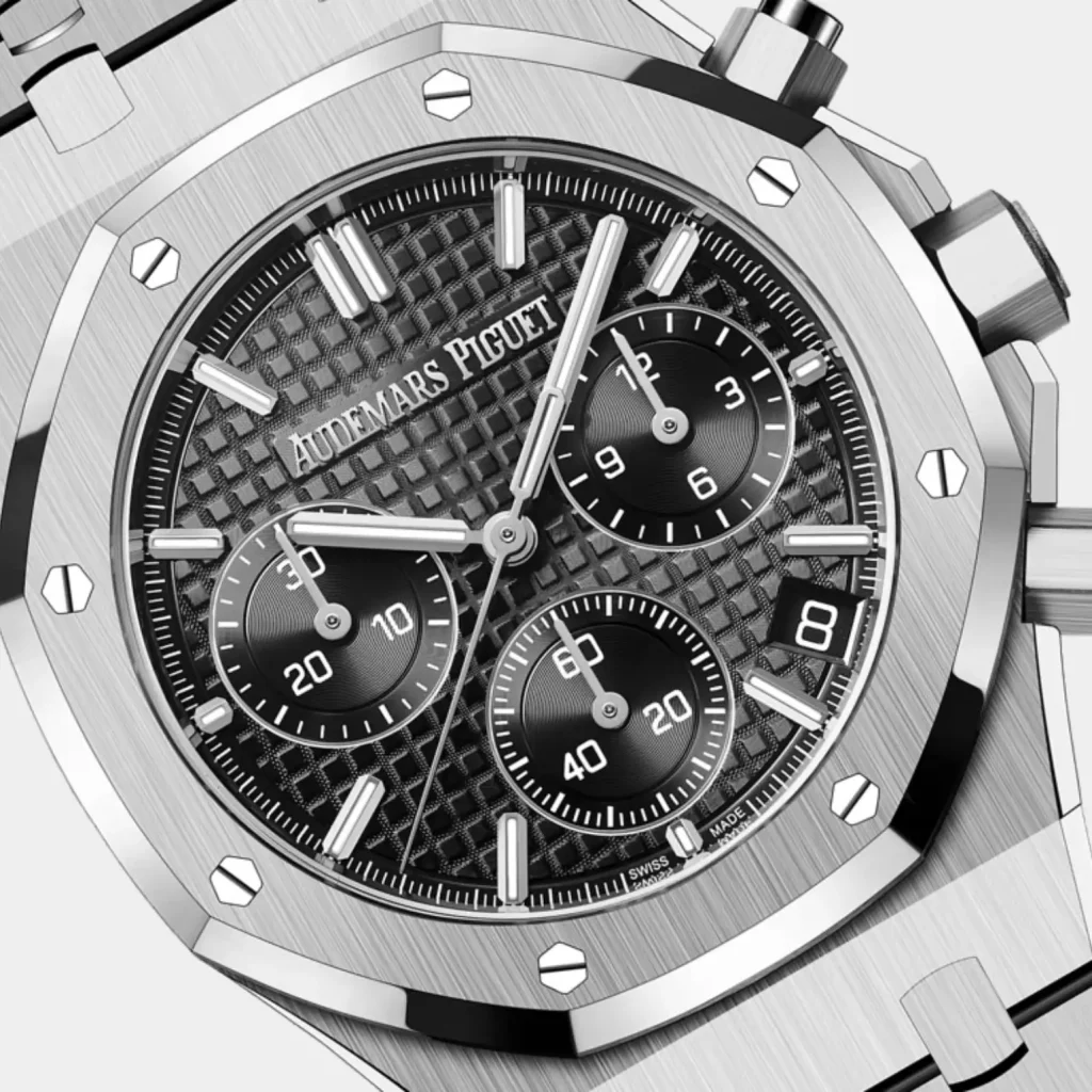Audemars Piguet Black Chronograph Dial Silver Bracelet