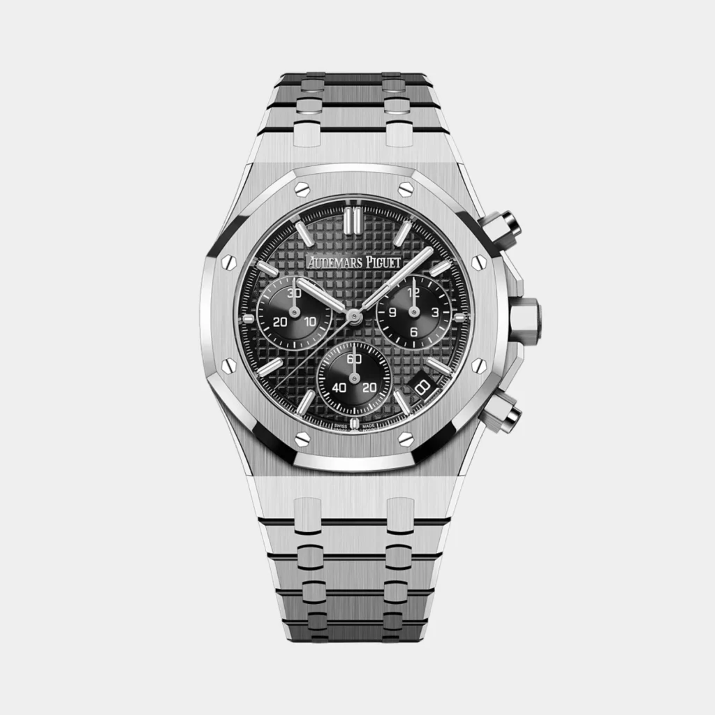 Audemars Piguet Black Chronograph Dial With Silver Bracelet