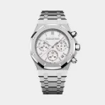 Audemars Piguet Silver Royal Oak Chronograph With White Dial