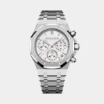 Audemars Piguet Silver Royal Oak Chronograph With White Dial