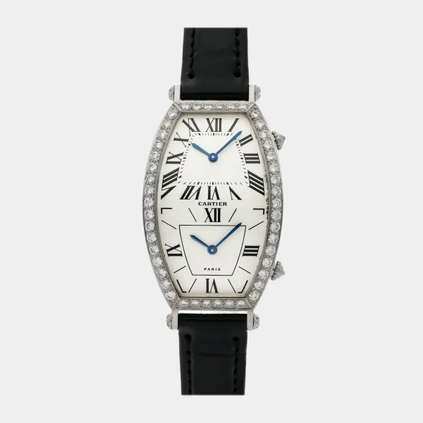 Cartier Tonneau Dual Time Diamond Bezel