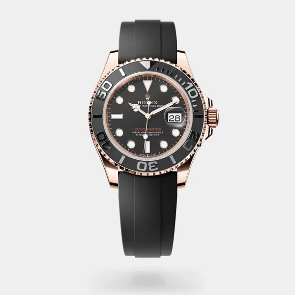 Rolex Yacht-Master Rose Gold Black Dial Oysterflex