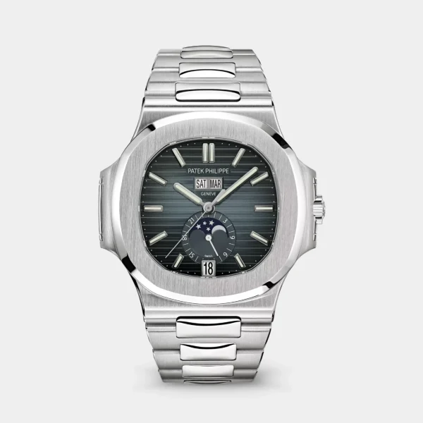 patek philippe nautilus annual calendar moonphase blue