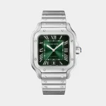 Cartier Santos Large Green Dial Stainless Steel Watch