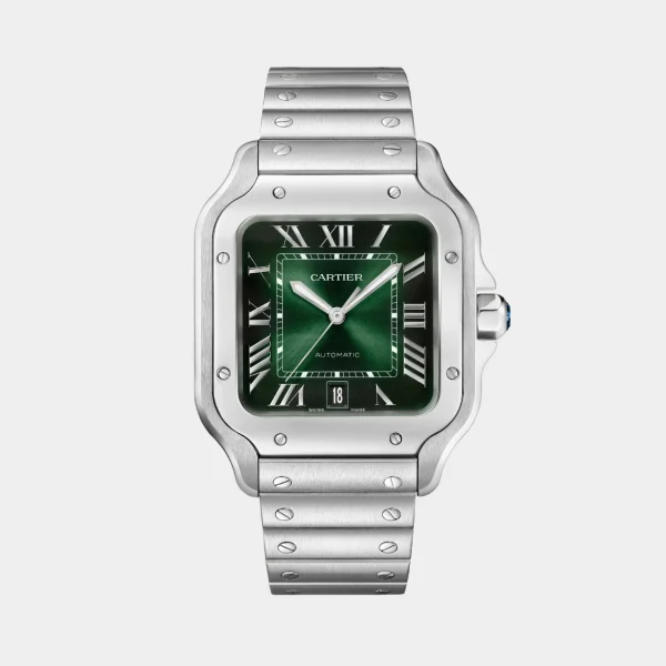 Cartier Santos Large Green Dial Stainless Steel Watch