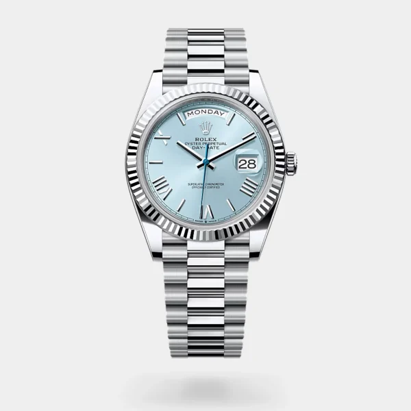DAY-DATE 40 Silver with Ice Blue Dial