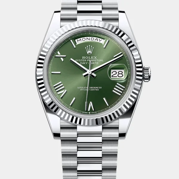 DAY-DATE 40 mint Green Dial Fluted Bezel