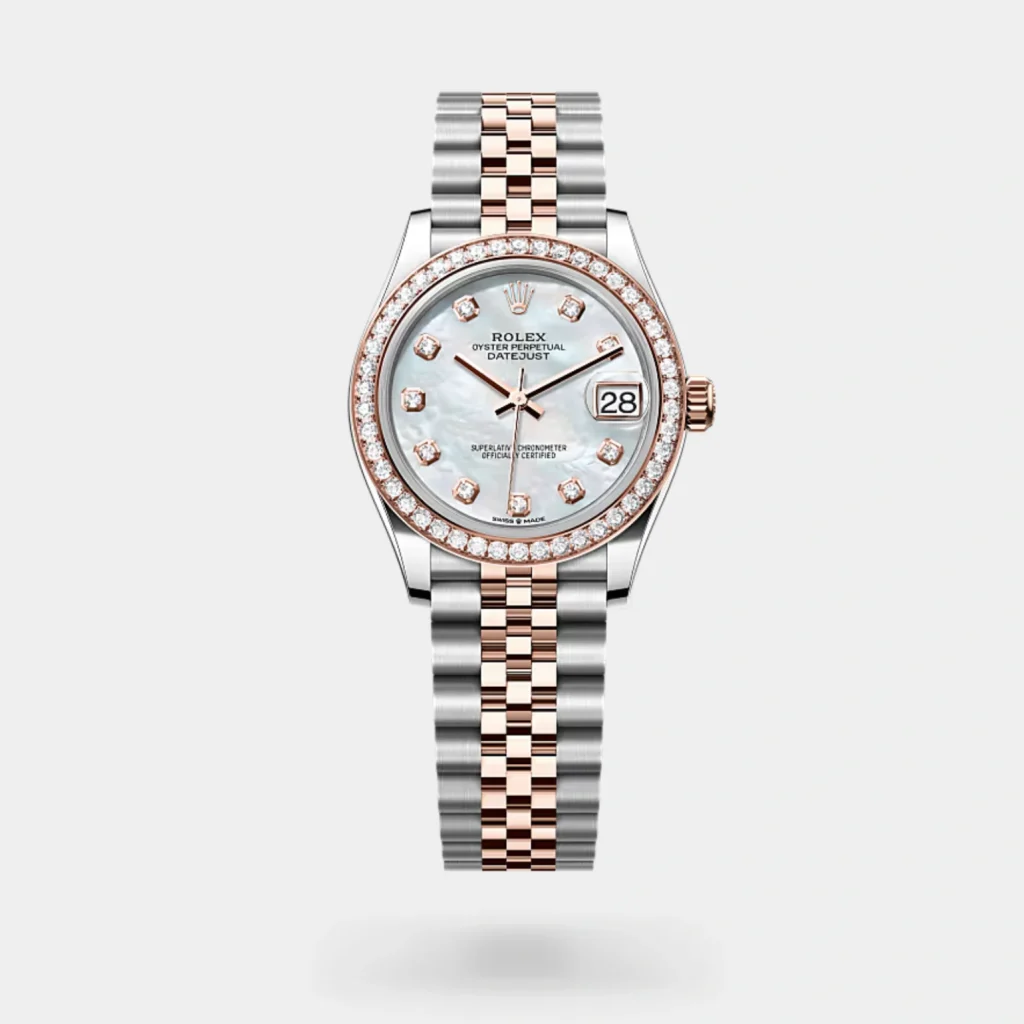 Rolex Lady-Date Just Everose Gold & Silver Diamond-Set Dial
