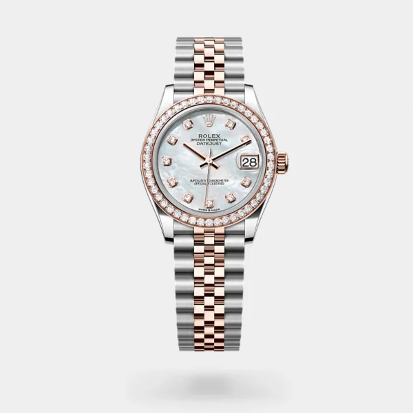 Rolex Lady-Date Just Everose Gold & Silver Diamond-Set Dial