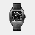Cartier Santos Large Black Strap Watch