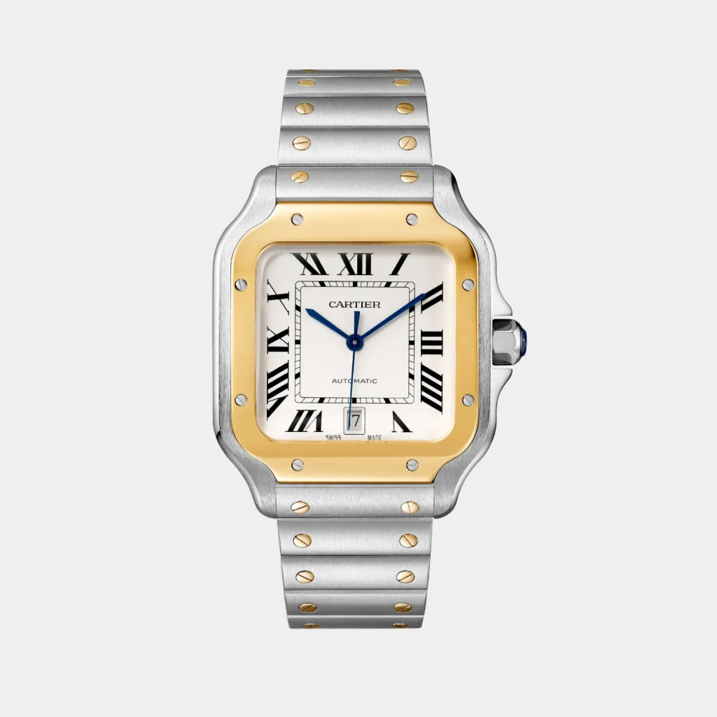 Cartier Santos Large Gold & Silver Two Tone Watch