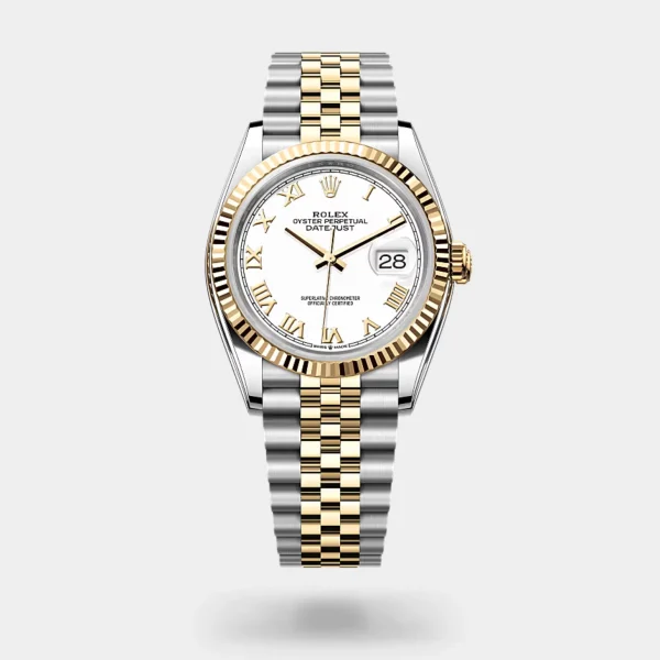 Rolex Datejust Yellow Gold Stainless Steel White Roman Dial