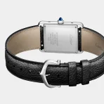 Tank Must de Cartier Large Silver with Black Strap
