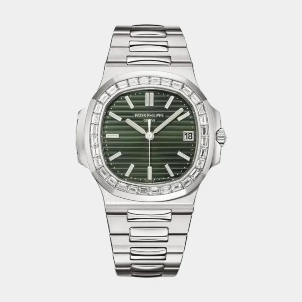 Patek Philippe Nautilus Diamond Baguette Bezel Green Dial