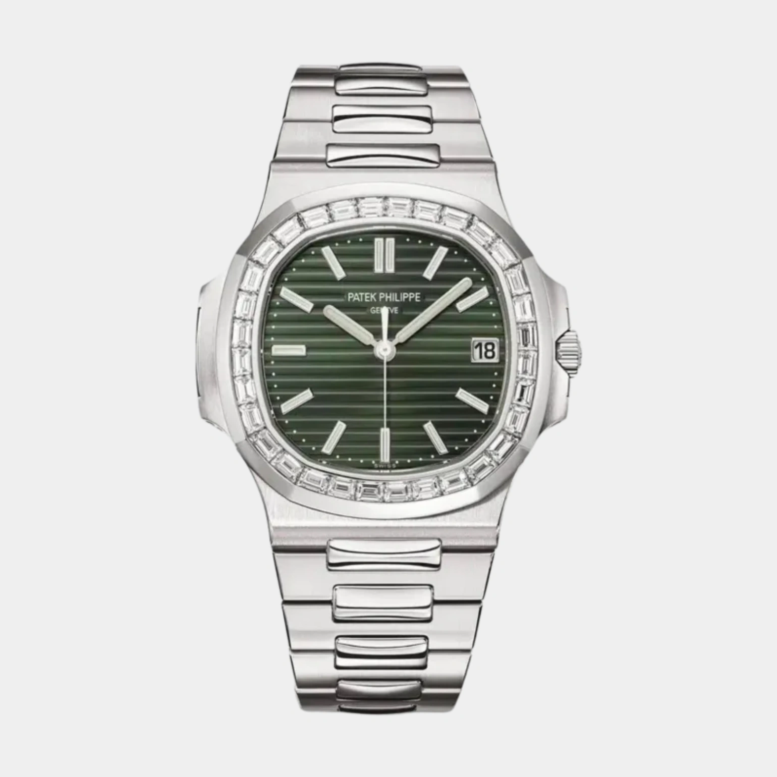 Patek Philippe Nautilus Diamond Baguette Bezel Green Dial Patek Philippe Nautilus Diamond Baguette Bezel Green Dial