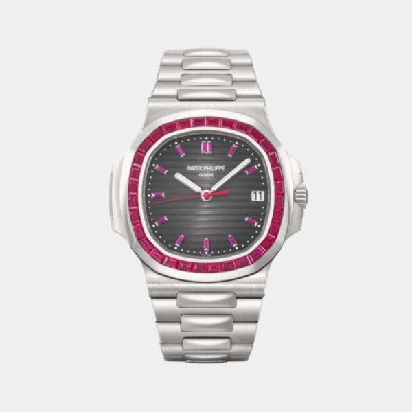 Patek Philippe Nautilus Stainless Steel Red Ruby Edition Silver