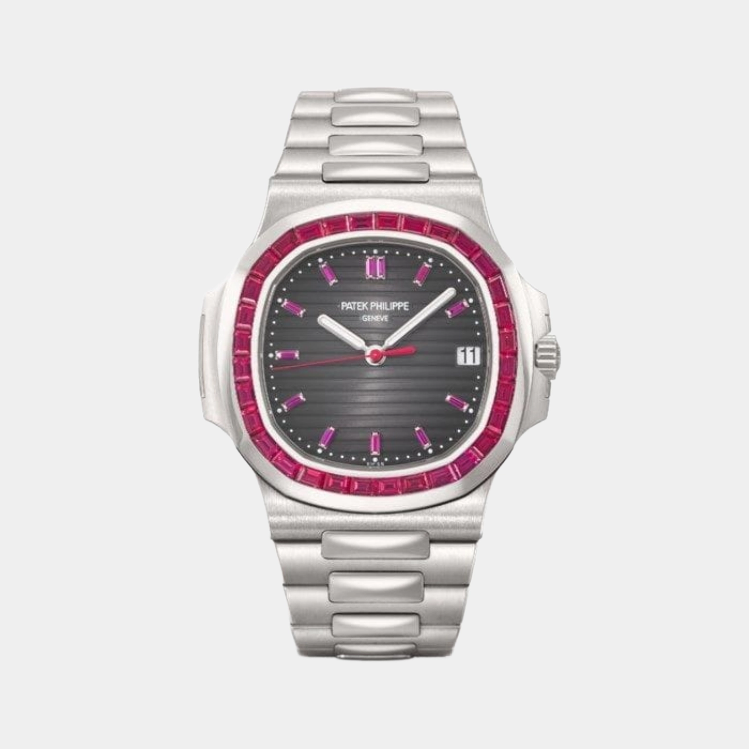 Patek Philippe Nautilus Stainless Steel Red Ruby Edition Silver Patek Philippe Nautilus Stainless Steel Red Ruby Edition Silver