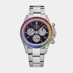 Rolex Daytona ‘Rainbow’ Stainless Steel Black Dial Sapphire Bezel