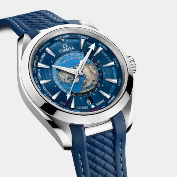 Seamaster Aqua Terra GMT Worldtimer Sun Brushed Blue