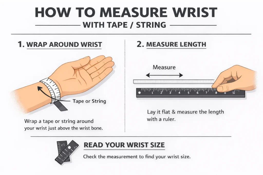 measure wrist with tape