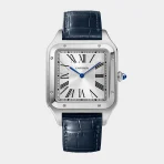 Santos-Dumont Stainless Stainless steel Blue Leather Beltwatch