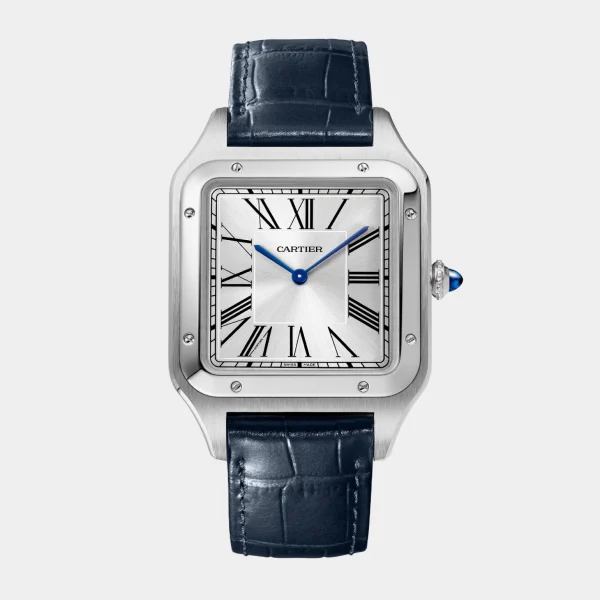 Santos-Dumont Stainless Stainless steel Blue Leather Beltwatch